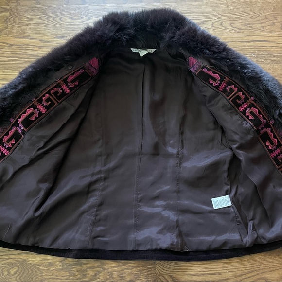 NYGARD Jacket Funky Style Womens 12 Pink Blazer Fur Removable Collar Embroidered - Picture 10 of 10